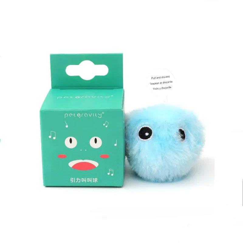 Smart Cat Toys Plush Electric Catnip Training Toy Kitten Touch Sounding Pet Product Squeak Toy Ball Quake Blue