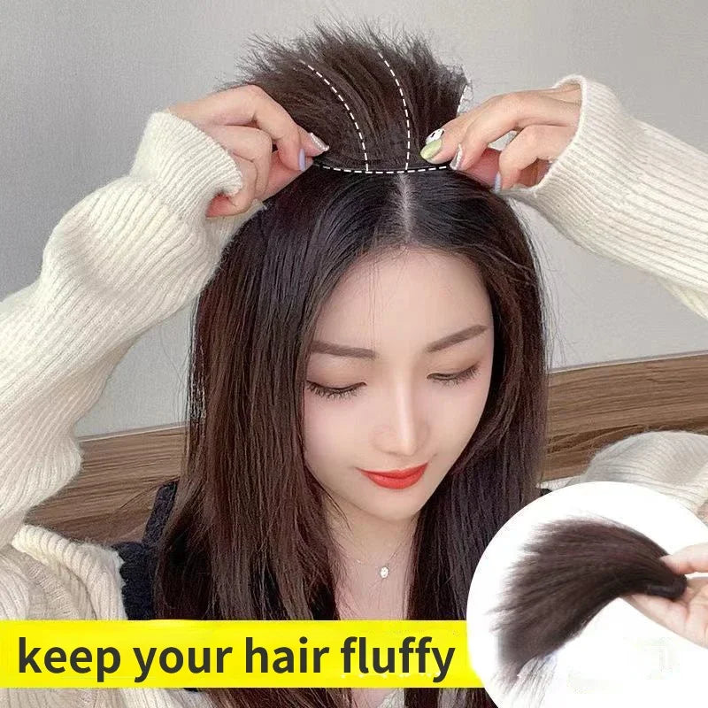 1pc Natural Invisible Fluffy Hair Pads for Women Hair Extension Fluffy Hair Lining of Hair Top Cover Synthetic Seamless Hair Pad Quake