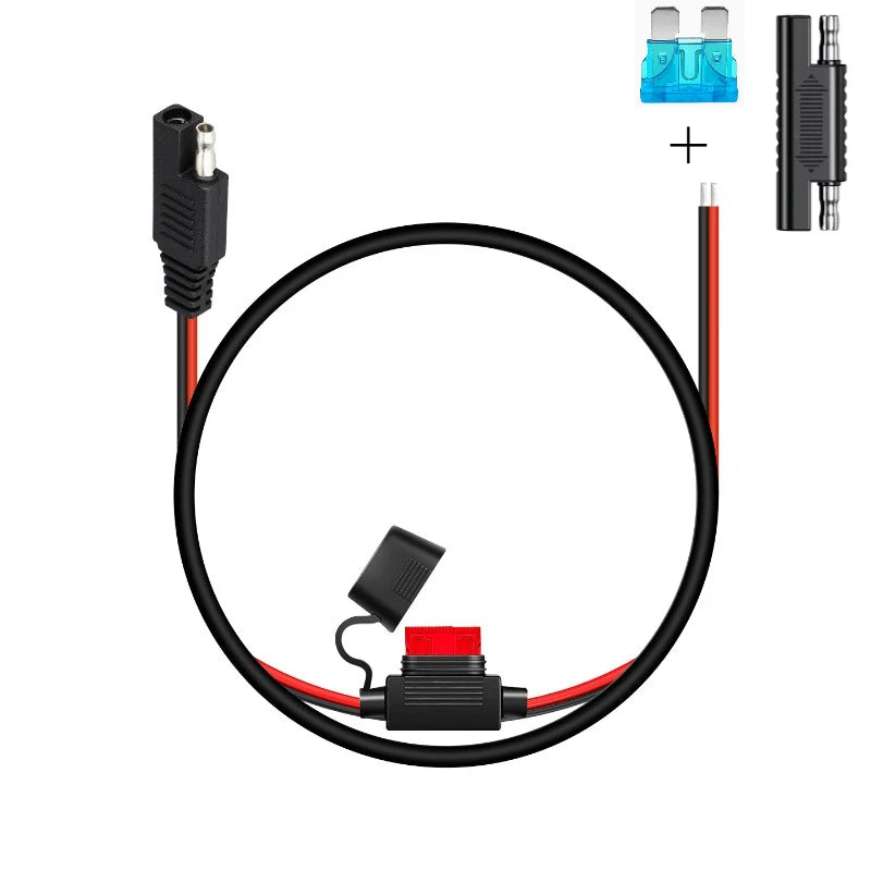 M3-10 Terminal to SAE Quick Extension Cable Motorcycle Battery Charger Adapter Wire with Optional Fuse Protection 12AWG Quake