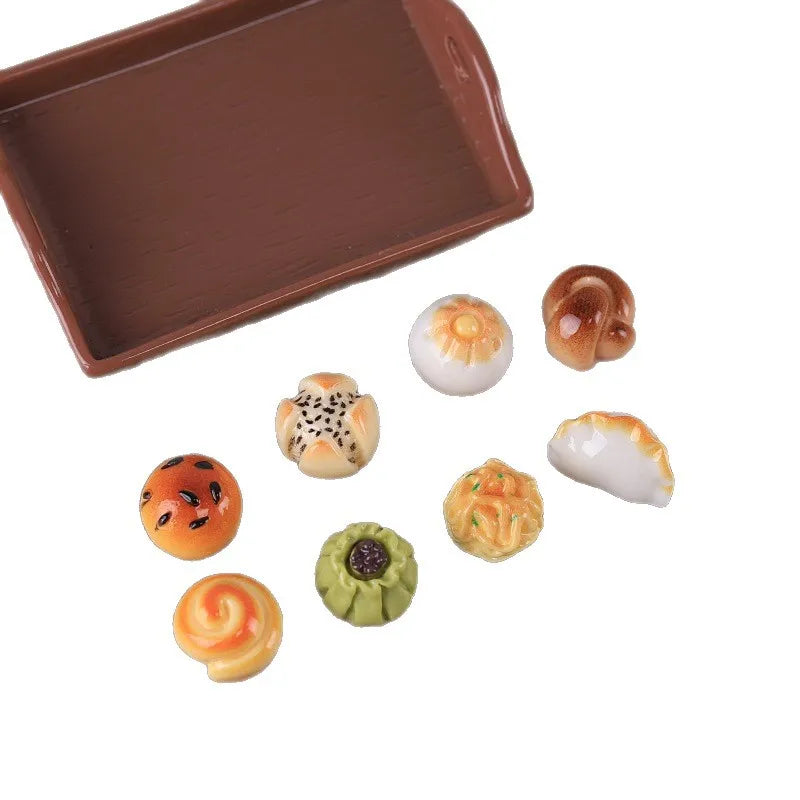 50Pcs Simulation Food Play Dumplings Steamed Bread Dessert Resin Cabochon Miniature Fake Food For Crafts DIY Dollhouse Accessory Quake