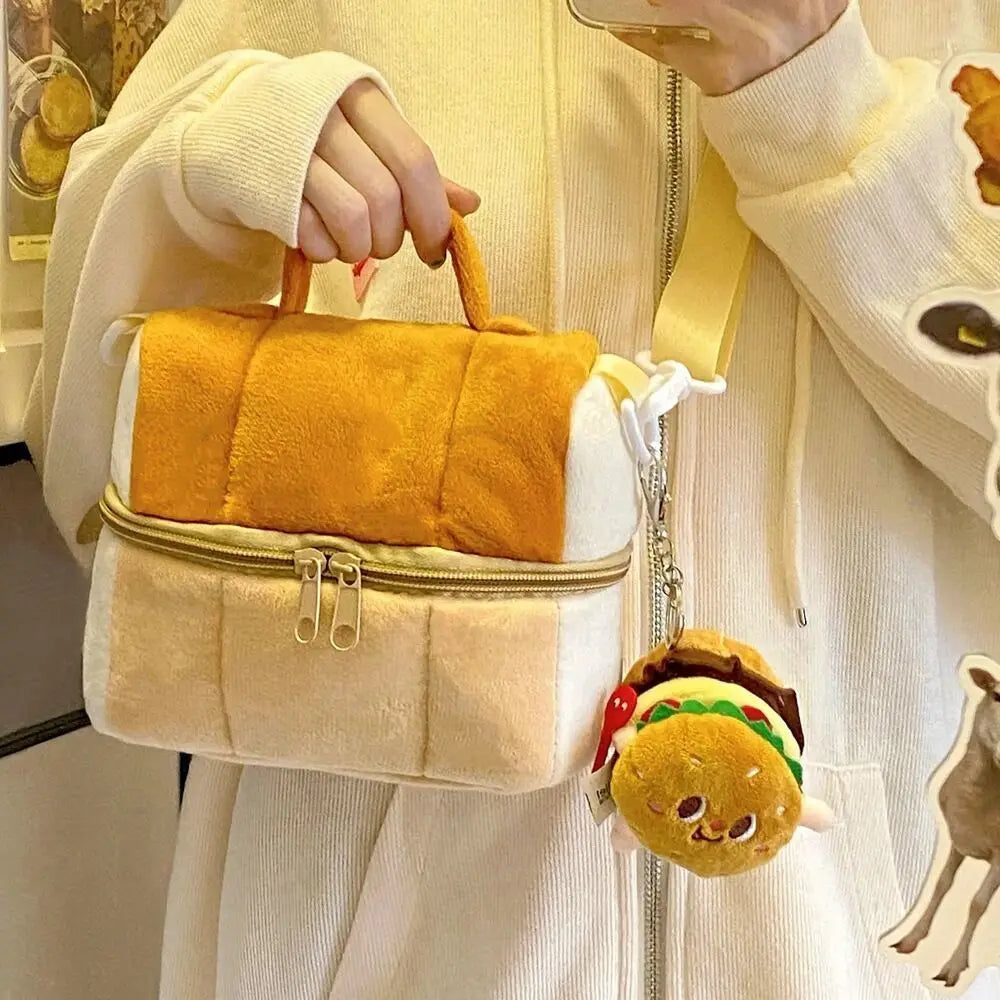 Cosmetic Bag Nylon Cotton Casual Zipper Solid Bread Shape Storage Bag Camera Bag Purse Korean Lovely Quake