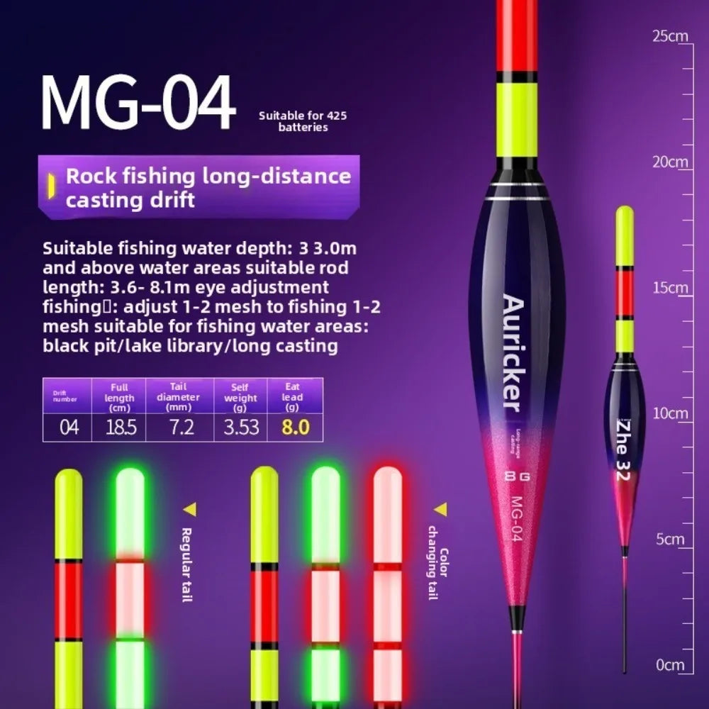 Indicator Electronic Fishing Float Buoy Strike Gravity Sensor Light Float Slip Drift Tube Bite and Change Colour Quake MG-04