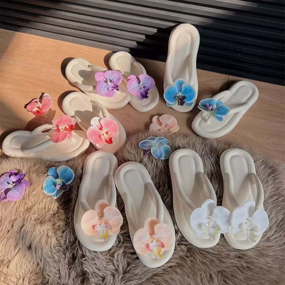 Fashion EVA Flip Flops Butterfly Orchid Anti-Slip Sandals Summer Herringbone Slippers Summer Quake