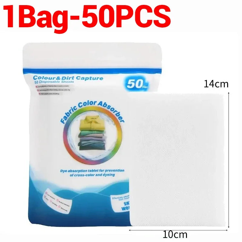 200/50PCS Color Absorption Sheet for Washing Machine Dyeing Proof Laundry Sheet Anti-Staining Laundry Tablet Color Catcher Cloth Quake 1Bag-50PCS