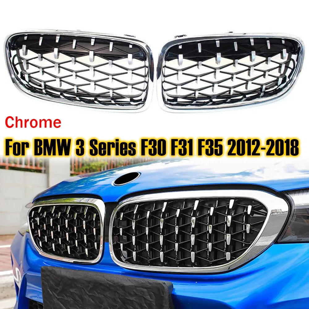 For BMW F30 F31 F35 F80 2012-2018 2x Car ABS Grille Front Kidney Grill Diamond Style 51130054493 51130054494 Accessories Parts Quake