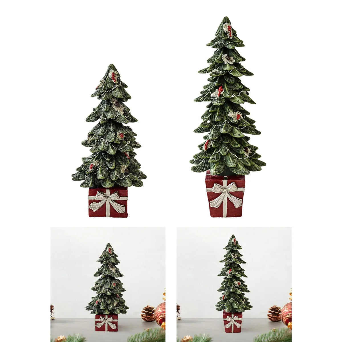 Tabletop Christmas Tree Figurine Christmas Decoration for Desk Living Room Quake S