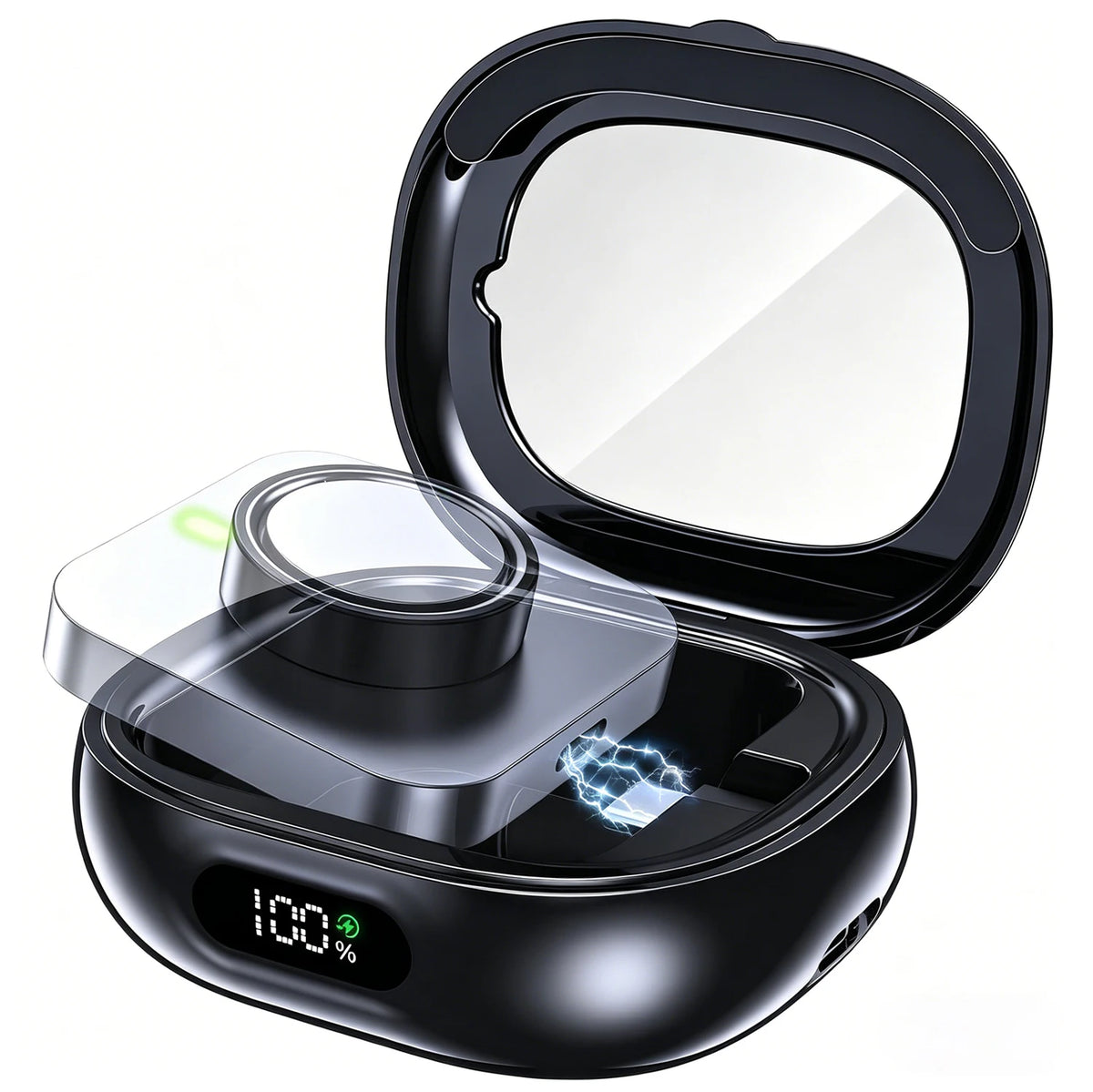 Charging Case for Oura Ring Gen 4 3 2000mAh Portable Power Bank Charger Box Type-C Travel Charging Case All Sizes Quake black China Mainland