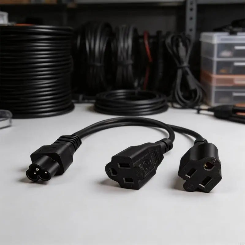 IEC320 To NEMA 2X 5-15R Power Splitter Cable 1Ft Short Y Adapters For Digital Devices K1KF Quake