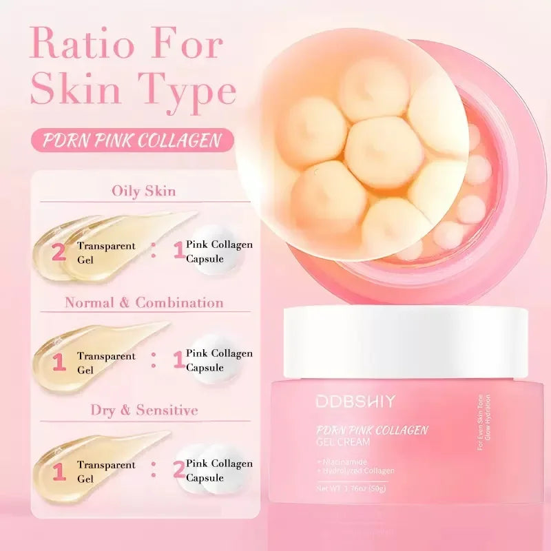 Korean PDRN Pink Collagen Capsule Cream with Niacinamide Cream for Uneven Skin Tone Lightweight Face Moisturizer Non Greasy care Quake