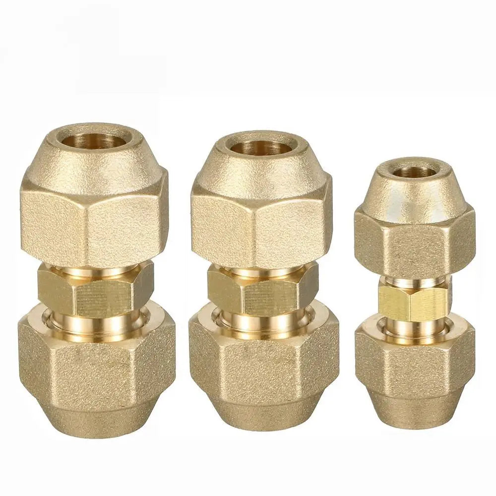 Straight Pipe Extension Joint 1/2" 1/4" 3/8" 3/4" 5/8" With Flare Nuts Copper Connectors Pipe Fitting Adapeter Quake