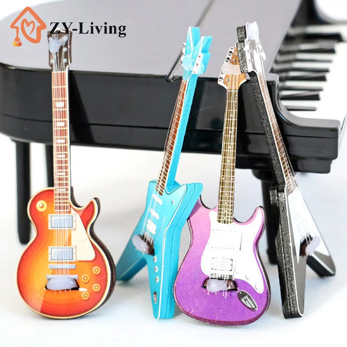 1/12 Dollhouse Guitar Toys Dollhouse Musical Instrument Model Dolls House Decoration Accessories Quake