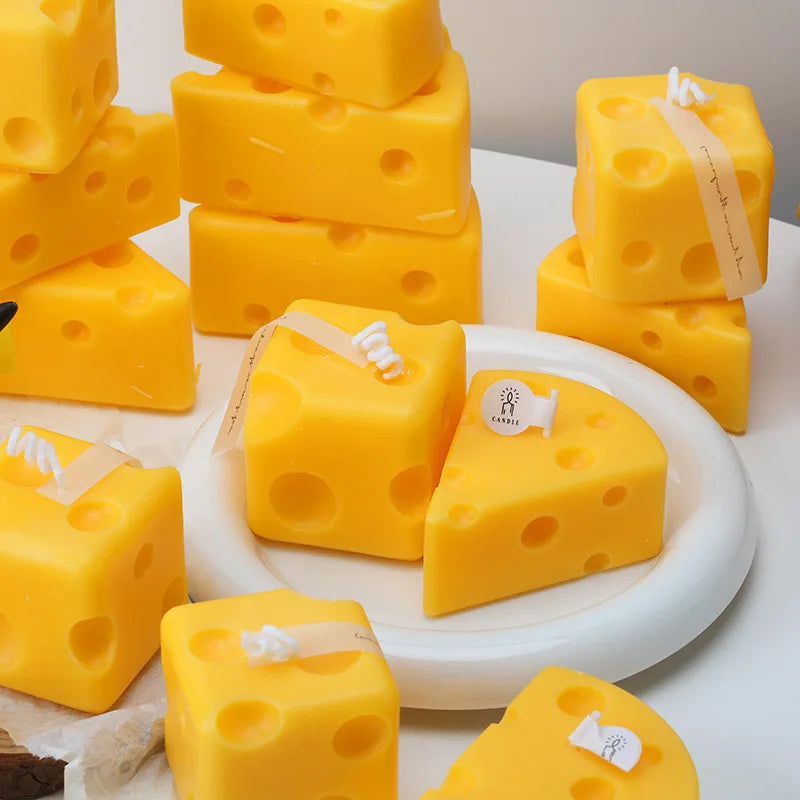 Cheese Aromatherapy Candle Handheld Gift Fragrance Candle Creative Festival Gift Decoration Style Atmosphere Ornament Quake