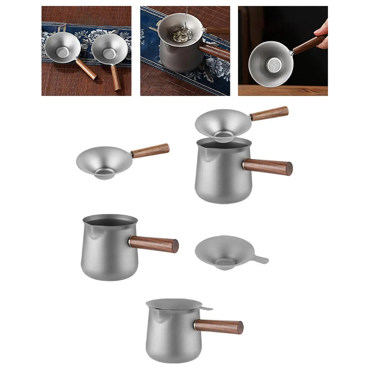 Titanium Tea Maker with Side Handle Fair Cup Multipurpose Kungfu Teapot for Stovetop 11 oz for Office Restaurant Outdoor Camping Quake