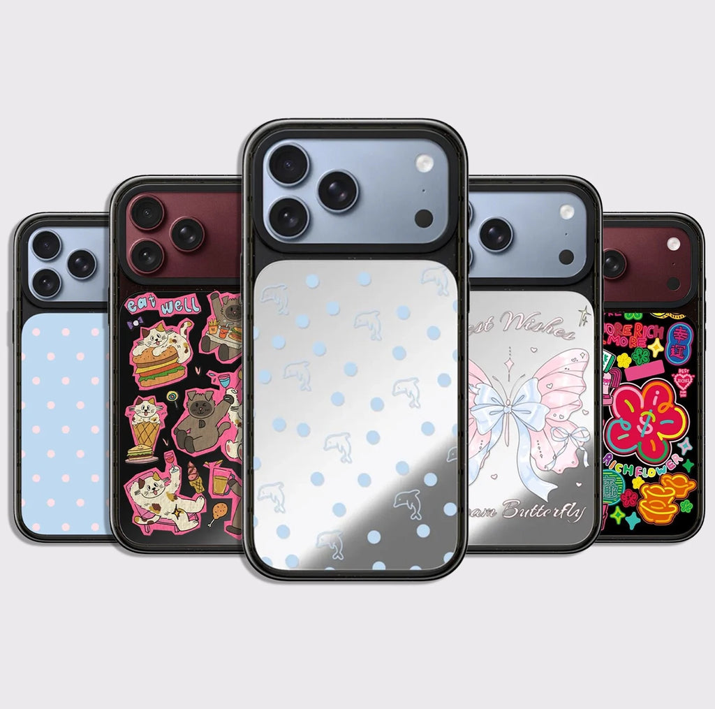 Eat Well Pattern Glaze / Mirror Surface Impact Black Border Magnetic Case: Compatible with IPhone 18 17 Pro Max 18Pro Quake