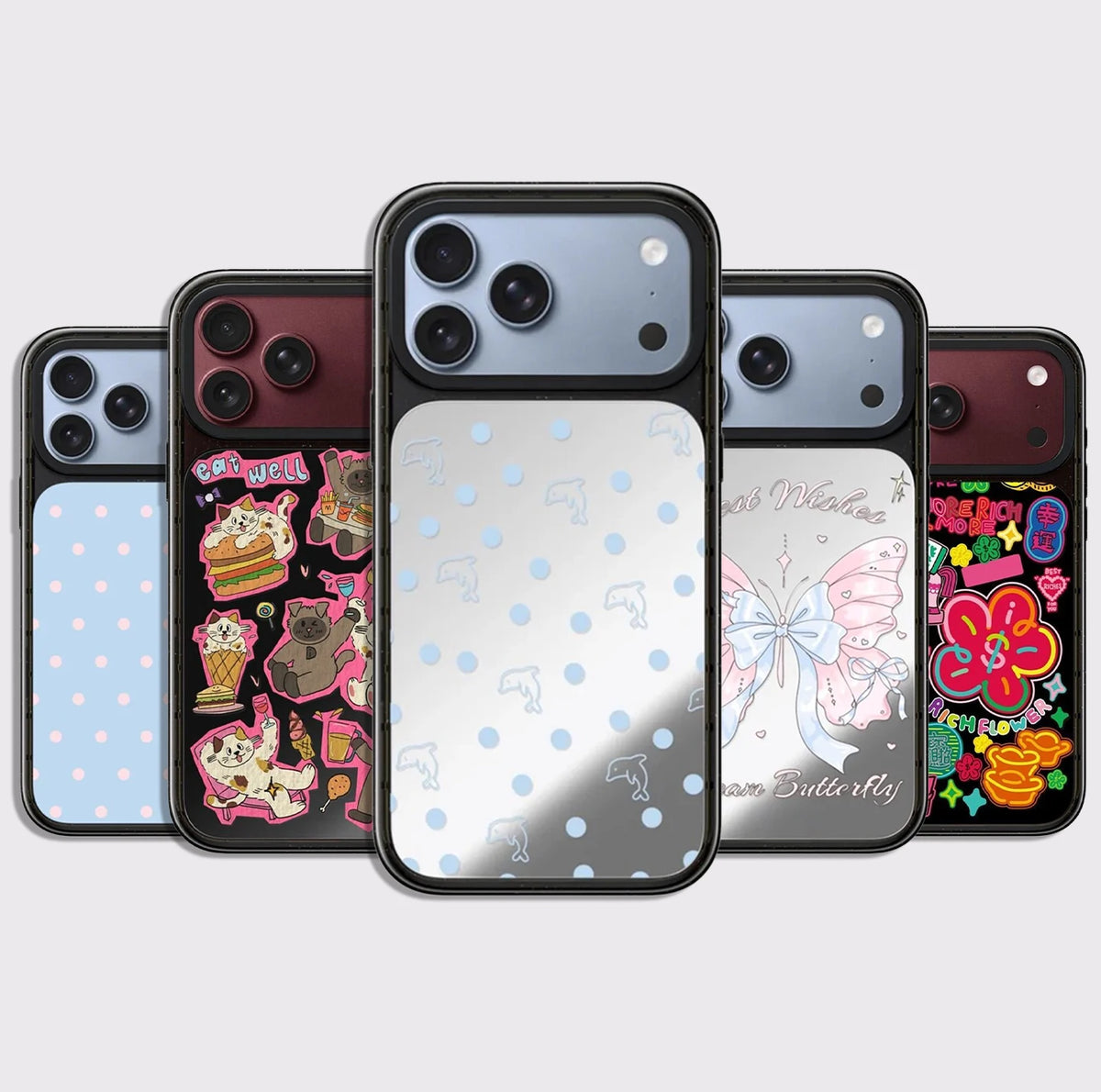 Eat Well Pattern Glaze / Mirror Surface Impact Black Border Magnetic Case: Compatible with IPhone 18 17 Pro Max 18Pro Quake