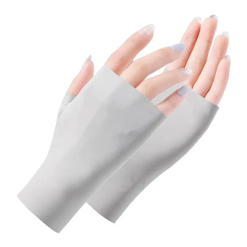 Pro Uv Protection Gloves For Nail Art Gel Nail Lamp Sunscreen Gloves Fingerless Hand Sun Care Thin Cool Ice Silk Silky Sun Glove Quake LGY