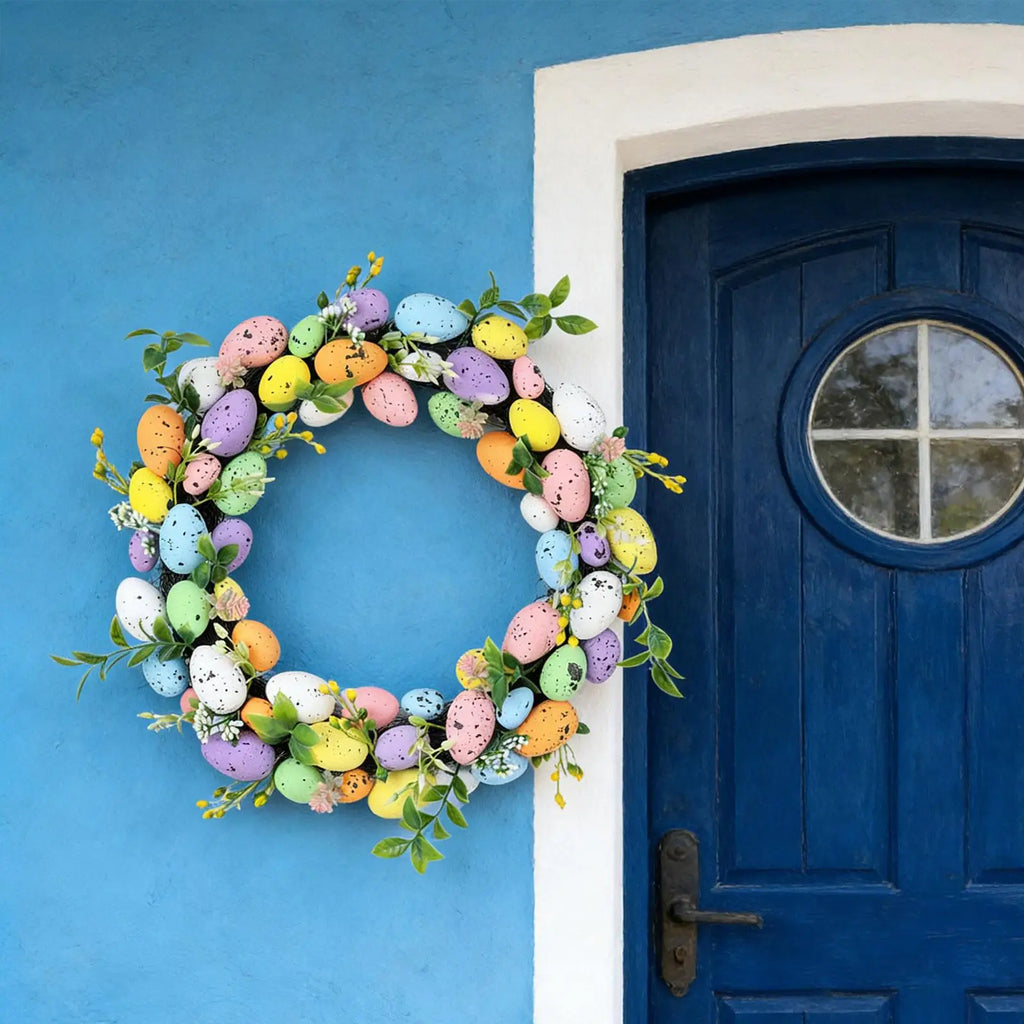 Spring Door Wreath Artificial Floral Easter Garland for Home Window Holiday Party Decor Indoor Outdoor Decorative Pendant Quake