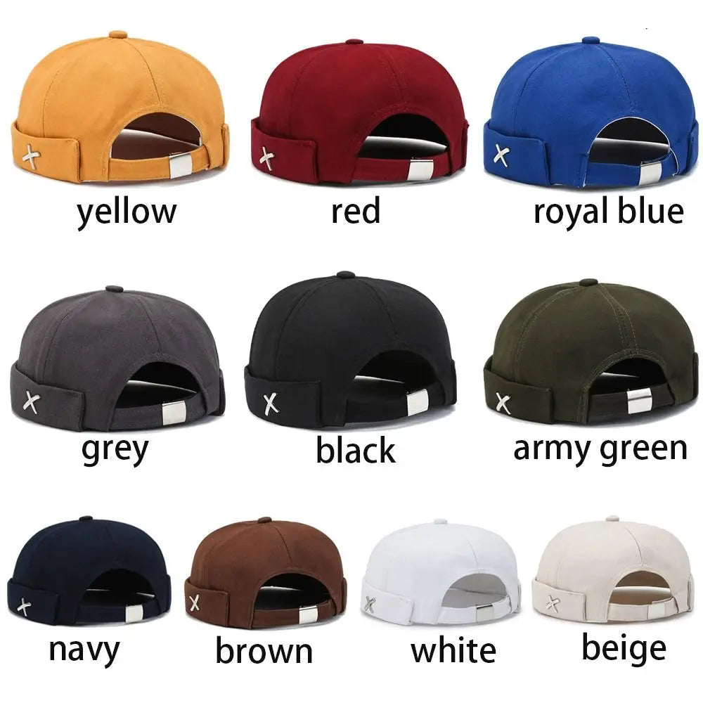 Vintage Washed Style Brimless Docker Cap Solid Color Cotton Vintage Dome Hat Adjustable Brimless Hat Boy Girls Quake