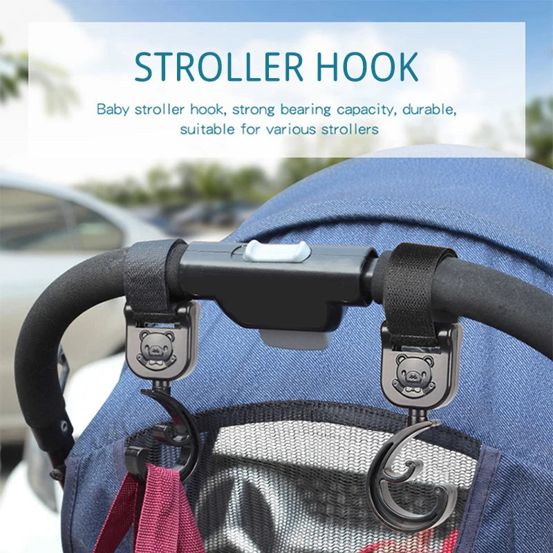 1Pair Stroller Accessories Baby Pram Hooks Rotate 360 Degree Stroller Carriage Storage Bag Hooks Universal Hanger Quake