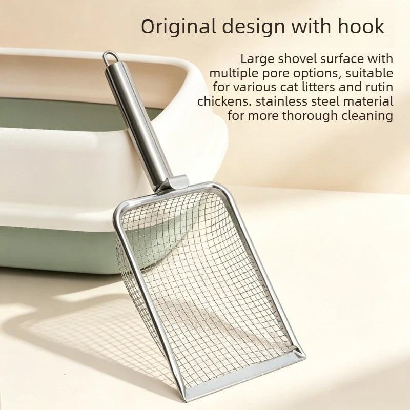 Mesh Sieve Cat Litter Shovel Stainless Steel Design Quick Sift Cat Litter Kitten Poop Remover Pet Cleaning Gadget Quake