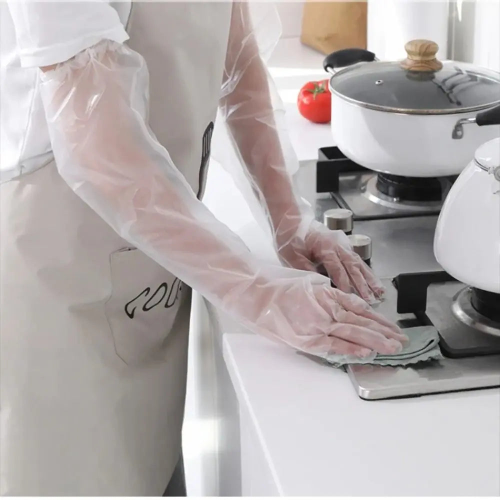 10PCS Waterproof Disposable Gloves Multifunctional Transparent Cleaning Long Gloves Durable Thickened Disposable Hand Sleeves Quake