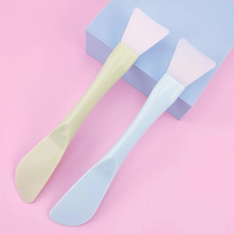 Dual-use DIY Mud Film Brushes Knife Type Flat Head Silicone Plastic Facial Mask Brushes Silicone Film Adjusting Rod Beauty Tools Quake