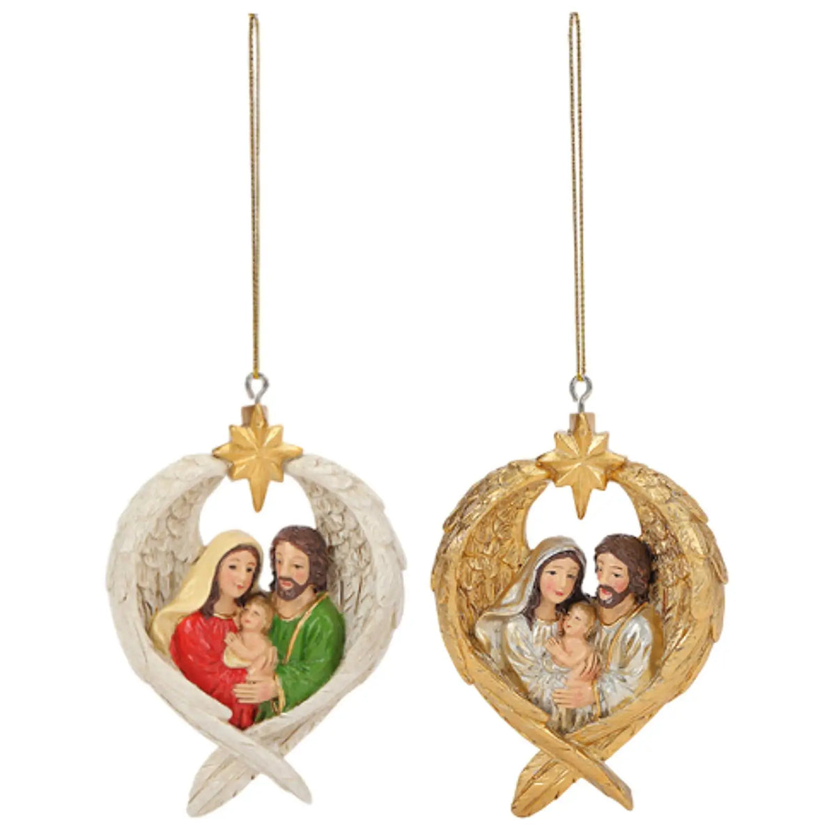 Xmas Hanging Decoration for Holiday Party Decor Accessories Holy Family with Angel Wing Figurine Birth of Jesus Resin Statue Quake
