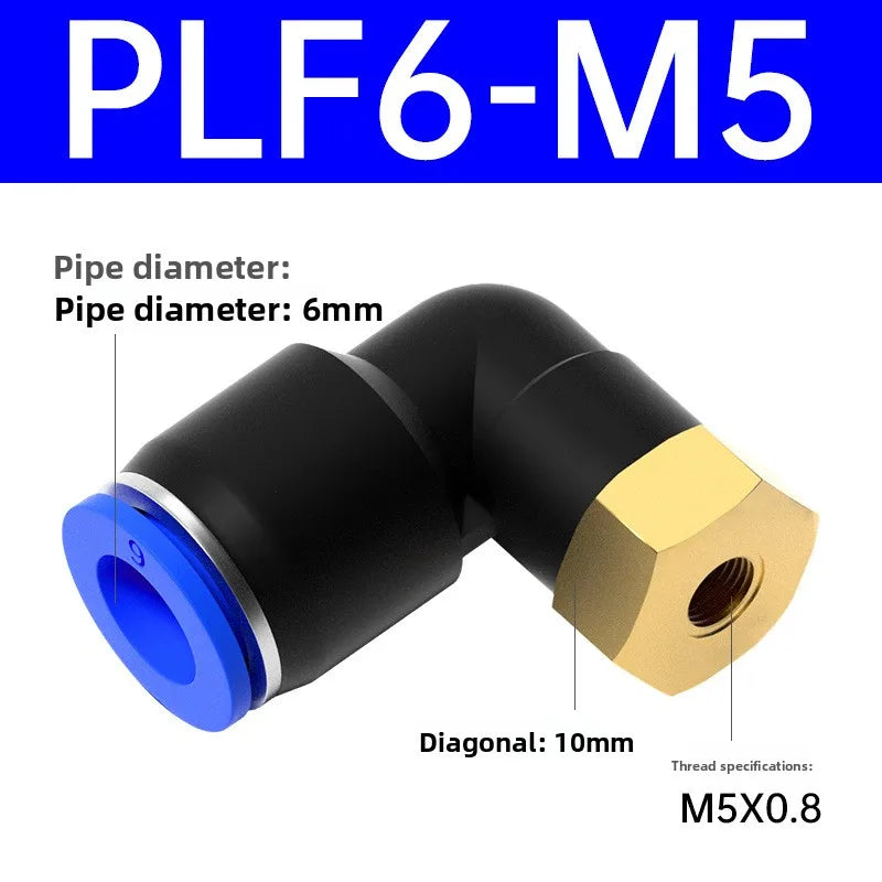 1pcs PLF Pneumatic Fittings Female Thread 1/8 1/4 3/8 1/2 Hose OD 4/6/8/10/12mm Air Elbow Connector Tube Push In Fittings Quake PLF6-M5 1 Pcs