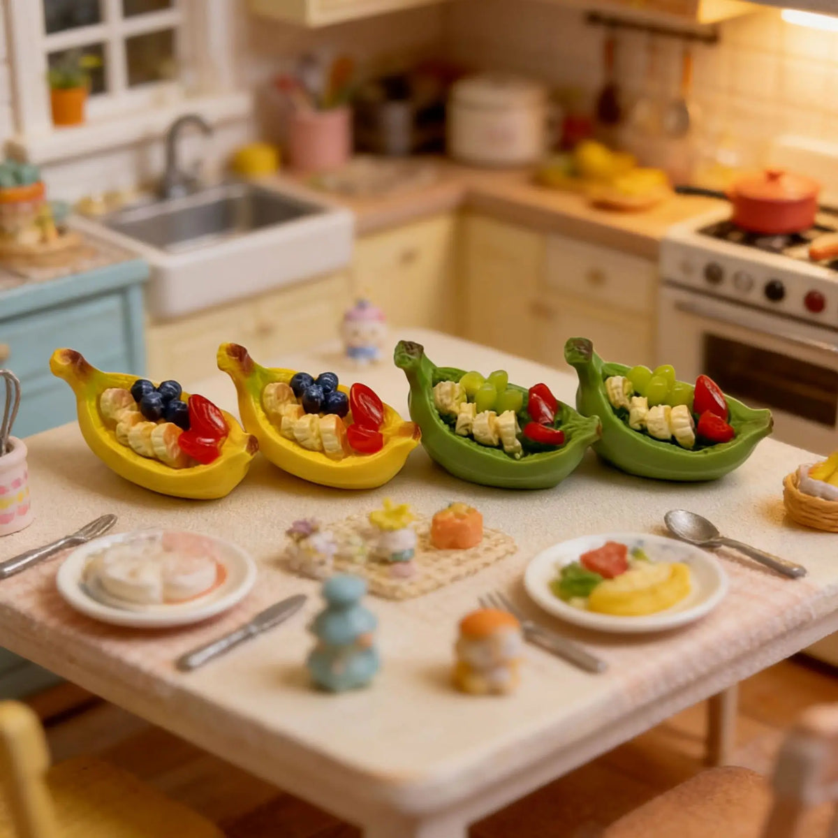 10Pcs Dollhouse Miniature Banana Fruit Pie Resin For Kitchen Furniture Model DIY Micro Landscape Scene Decor Ornament Accessorie Quake