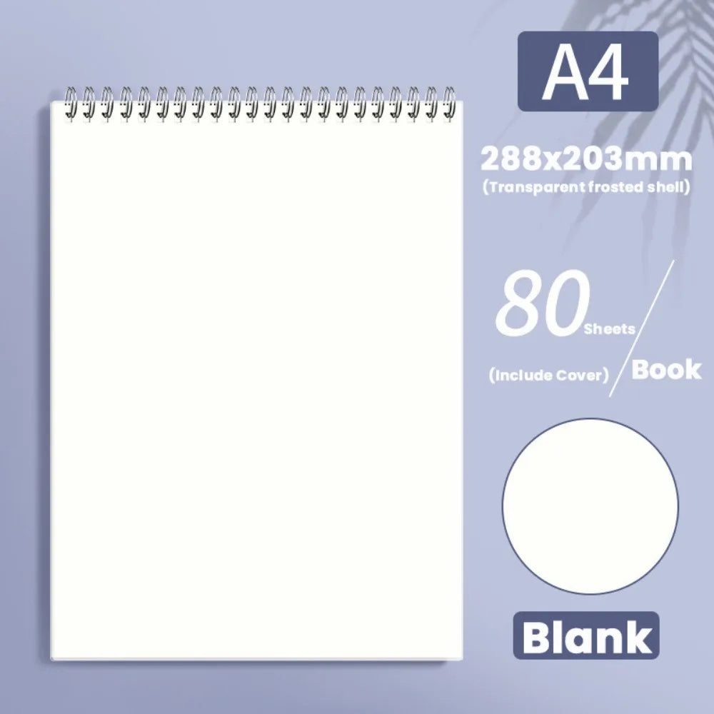 Multifunctional A5/B5/A4 Coil Notebook 80Sheets Grids/Blank/Horizontal Line Spiral Notebook Flip Up Diary Book Students Gift Quake A4-Blank