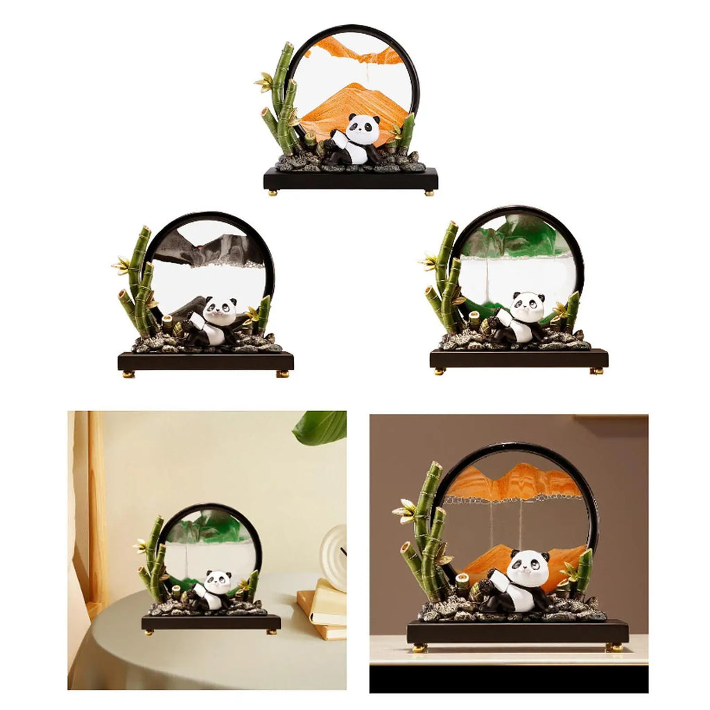 Quicksand Decor Panda Statue Creative Art Decor for Bookshelves Quake
