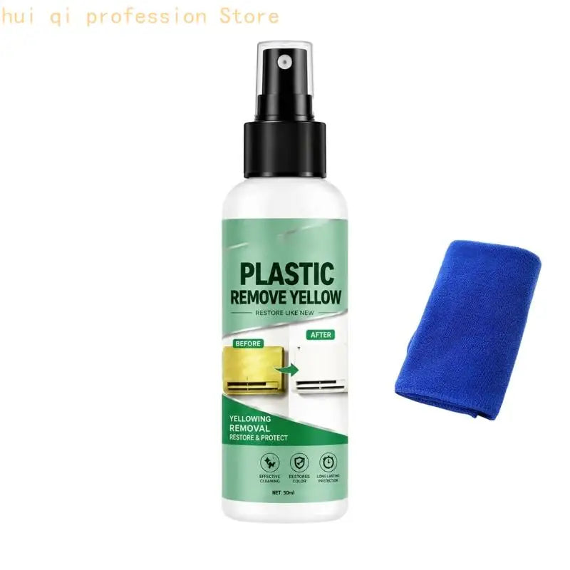 Household Plastic Shell Cleaner for Yellowed Trim and Car Interior Parts, Wipe-On Plastic Yellow Remover with Towel H8WE Quake 50ml CN