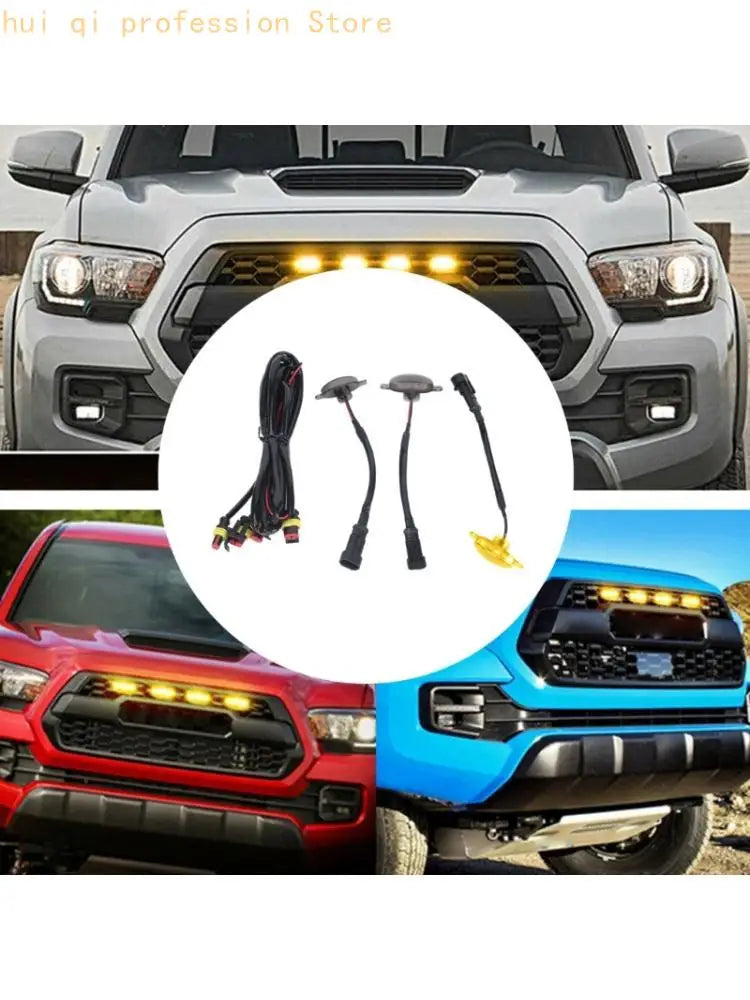 12V Vehicle Grille Light with Four LED Modules, ABS Housings and One-to-Four Connection Harness for Daytime Use H8WE Quake