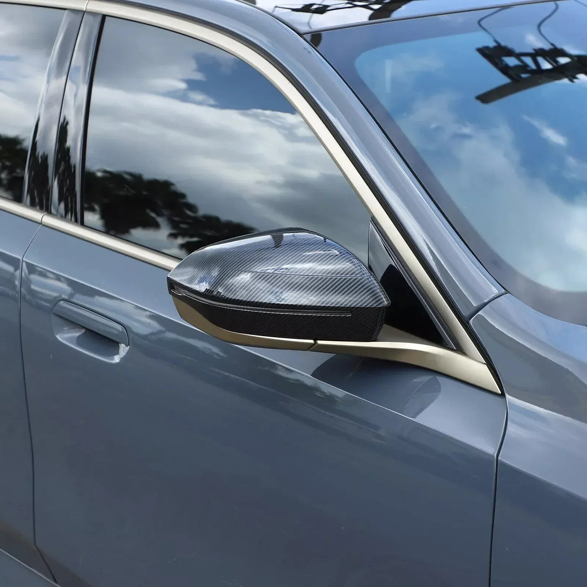 LHD For BMW 5 Series G60 2024 Car Sticker Rearview Side Mirror Cover Wing Cap Exterior Door Rear View Case Trim Carbon Fiber Quake