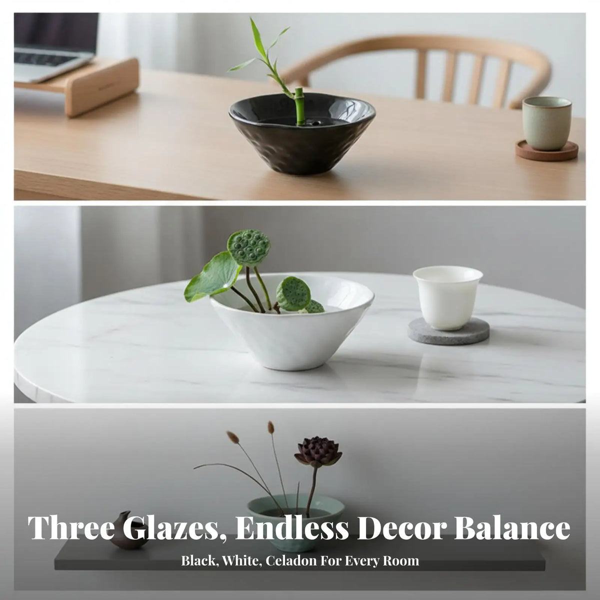 Elegant Ceramic Flower Vase with Perforated Insert for Low Profile Bouquets Living Room Table Decor Quake