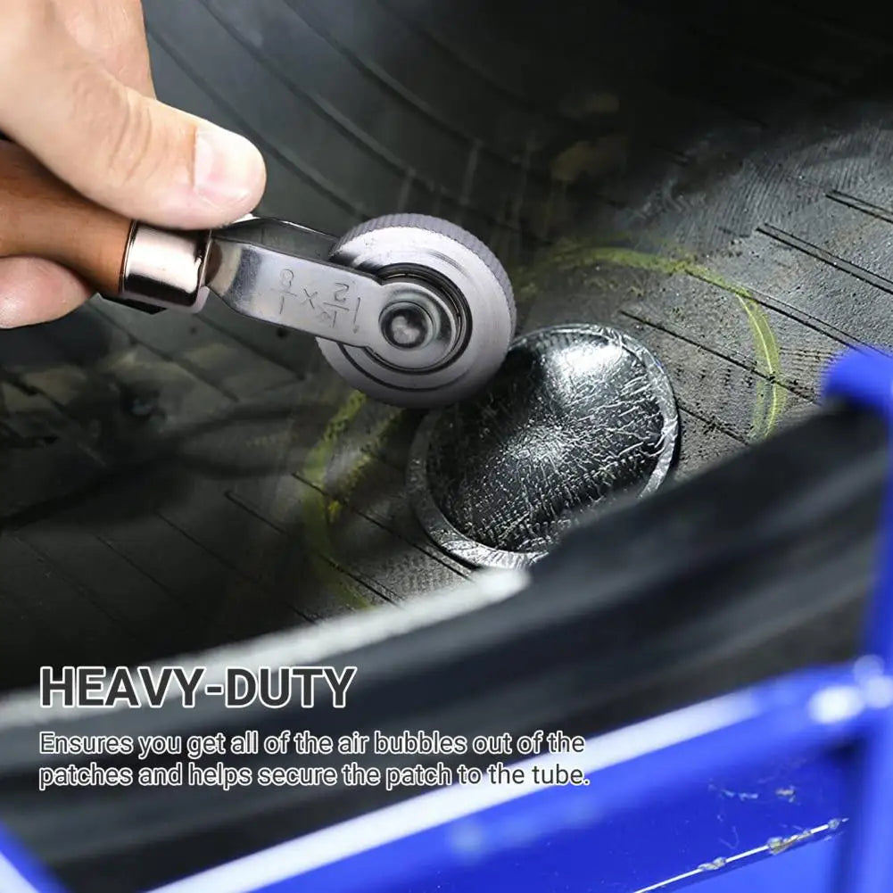Motorcycle Tire Flat Roller Smooth Rolling Stable Wood Handle Anti Corrosion Tire Patch Roller for Workshop Quake