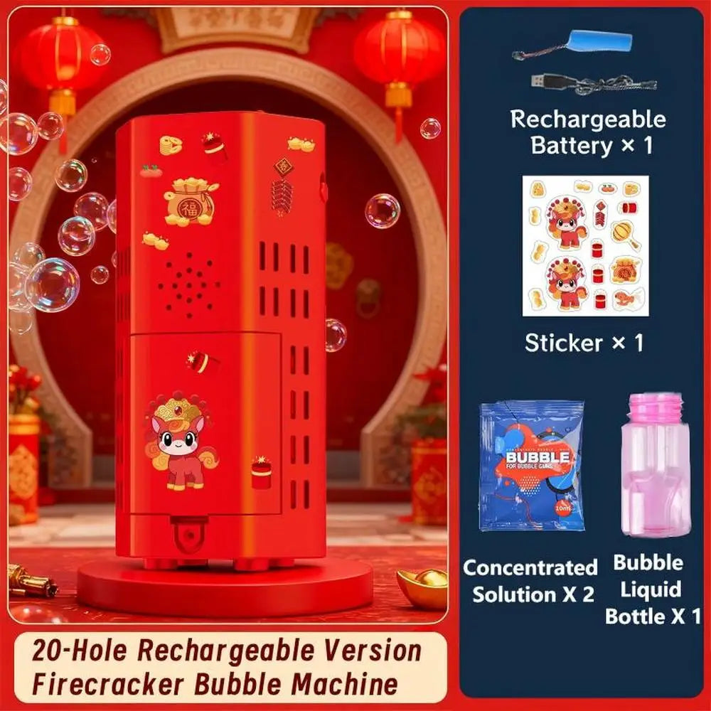 New Automatic Firework Bubble Machine Blowing Colorful Bubbles with Dynamic Music Light Bubble Toy for Kids Party Christmas Gift Quake D Year of the Horse