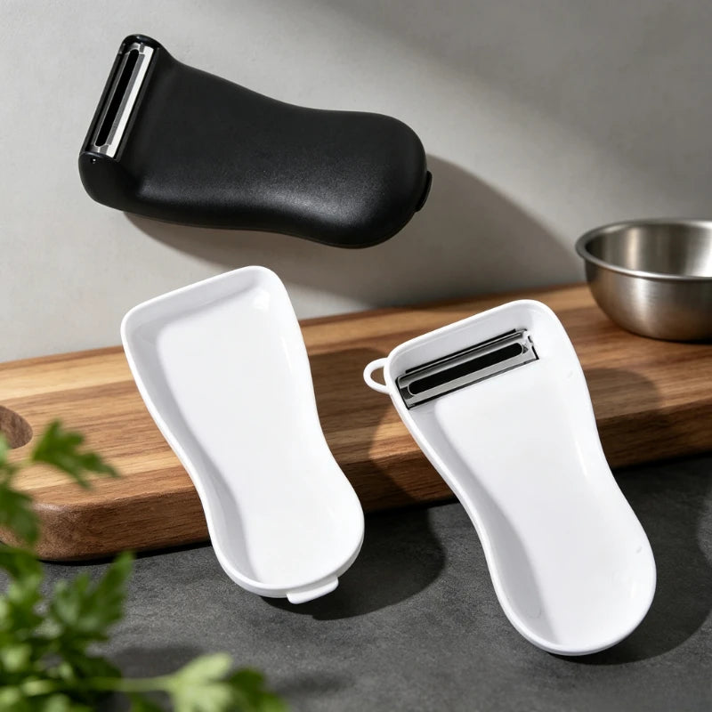 Storage‑type Peeler Multifunctional Kitchen Fruit Vegetable Peeler Stainless Steel Peeling Tool with Peel Container No Mess Quake