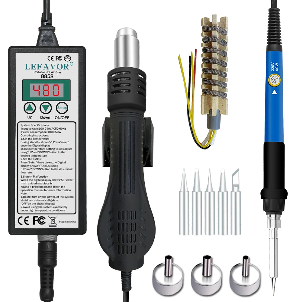 Hot air gun 8858 Micro Rework soldering station LED Digital Hair dryer for soldering 650W Heat Gun welding repair tools Heat Gun Quake 8858 A3 220V EU PLUG China Mainland