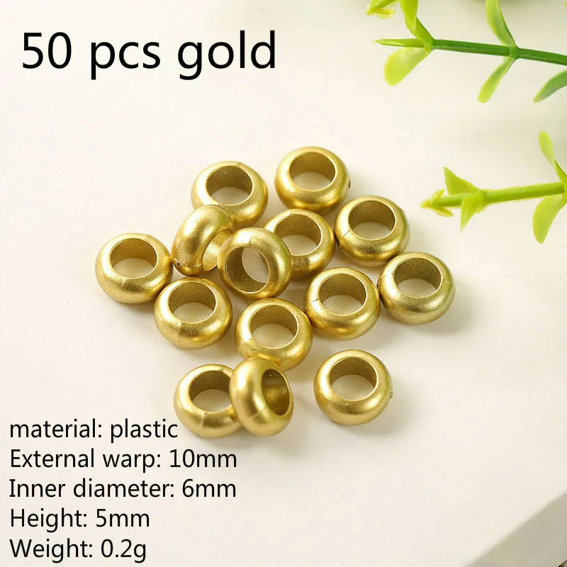 50 Pcs/set Opening Hair Ring Braid Bead Dreadlock Metal/Gold/Silver Clip Braid for African Braided Braids Decorative Accessories Quake NO.5