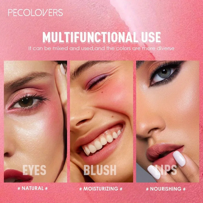 PECOLOVERS Waterproof Blush Cream - Long-Lasting, High Pigmentation for All Skin Tones, Natural Cheek & Face Rouge Quake