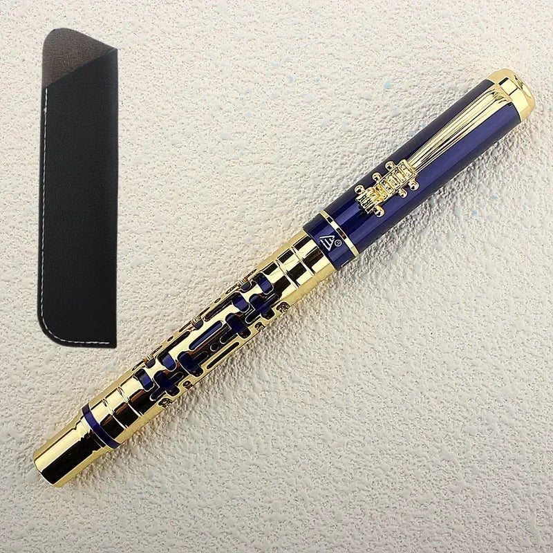 Luxury Hollow Out Metal Fountain Pen Iridium EF/F/M/ Nibs Business Writing Gift Pens School Office Supplies Stationary Quake 3095-6 Dark tip Nib 0.5MM