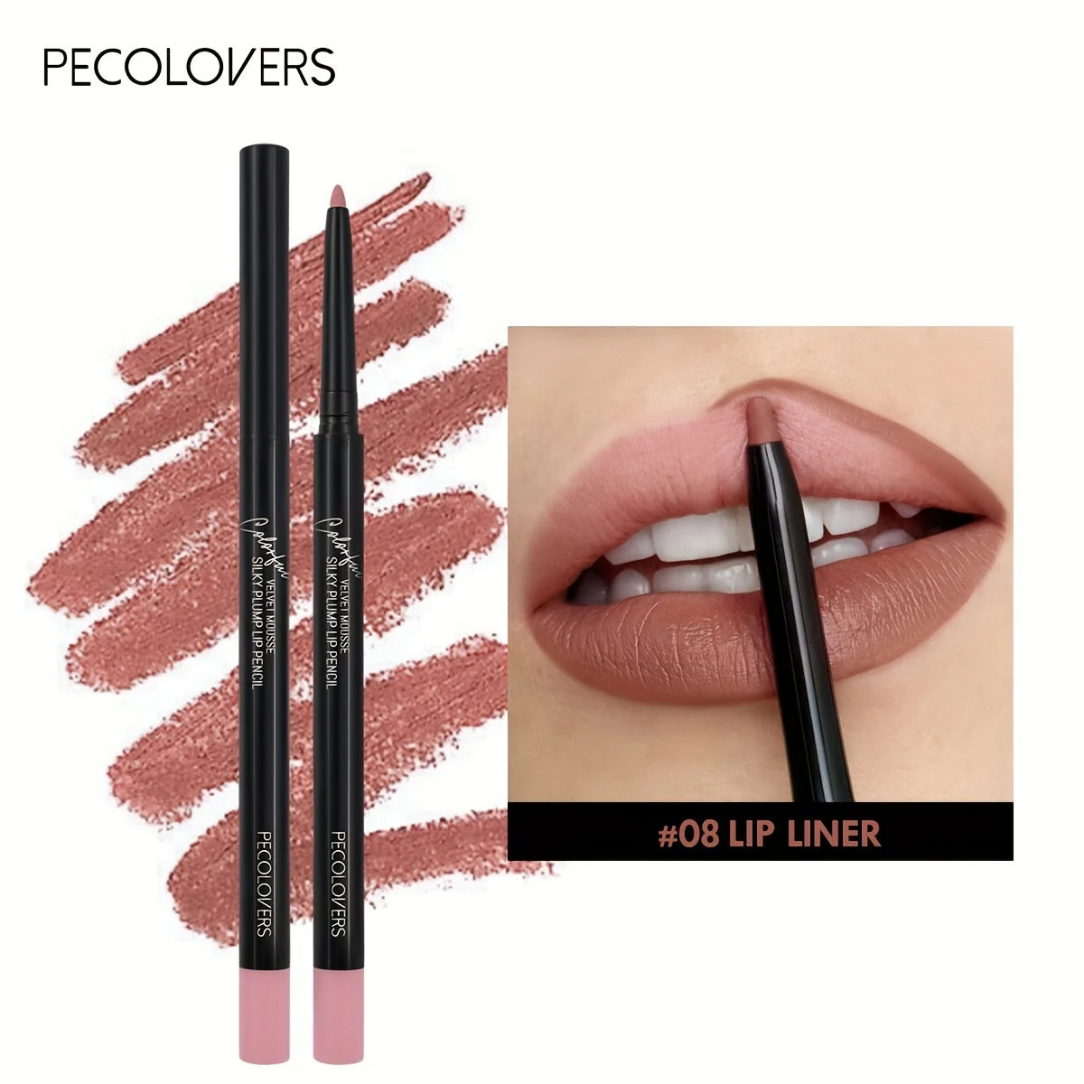 Nude Brown Lip Liner Pencil Lipstick Matte Smooth Waterproof Lipliner Long Lasting Non-stick Cup Lipstick Pen Beauty Makeup Quake 08