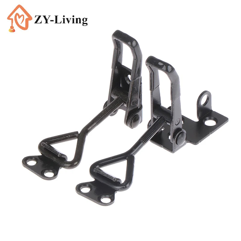 2Pcs Black Adjustable Toggle Latch Catch, Lever Handle Lock Hasp Quick Clamp for Cabinet Box Furniture Hardware Quake