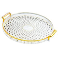 Round Organizer Tray Living Room Decorative Food Storage Tray Biscuit Cookies Pastry Tray Versatile Display Tray Home Decoration Quake Style D