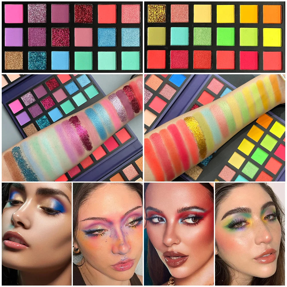 72 Colors Glitter Eyeshadow Palette Matte Waterproof Long Lasting Pressed Powder Cosmetics Kit Fashion Women Eye MakeUp Pallet Quake