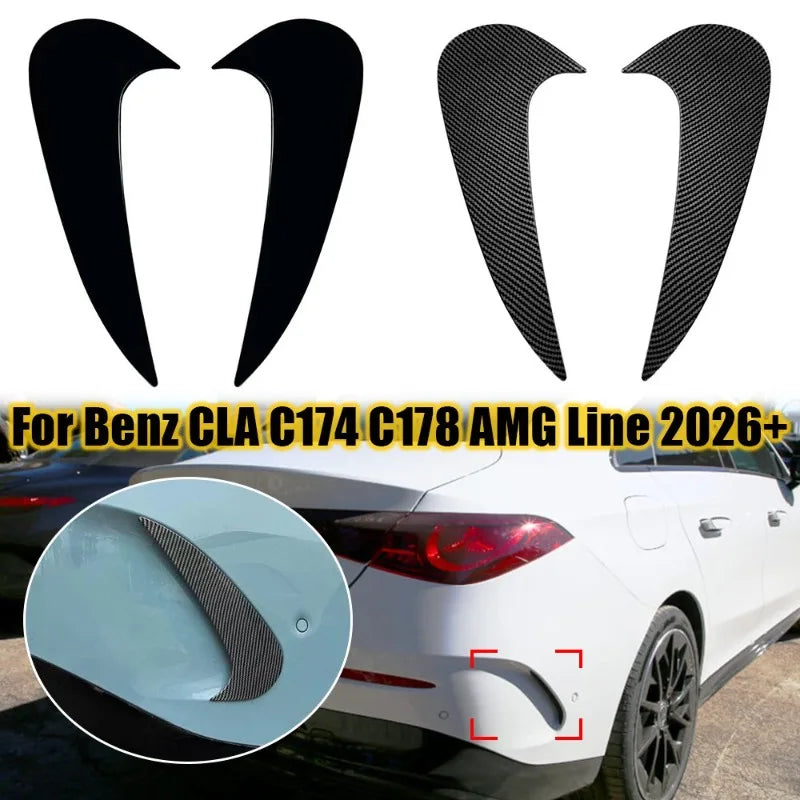 For Benz CLA C174 C178 AMG Line 2026 Car Rear Bumper Spoiler Air Vent Cover Side Canard Cover Trim Gloss Black Carbon Decoration Quake