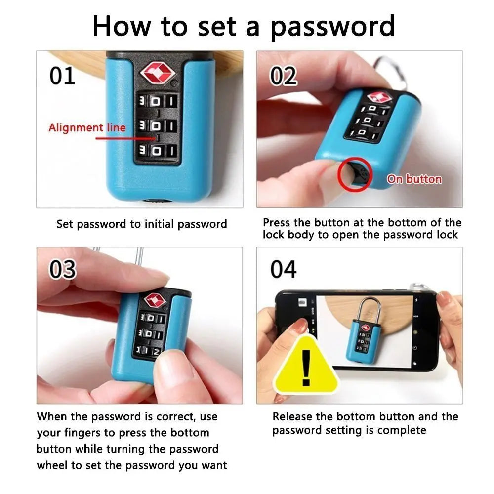 Durable TSA 3 Digit Combination Lock Anti-theft Security Tool Customs Password Lock Contrast Color Padlock Travel Quake