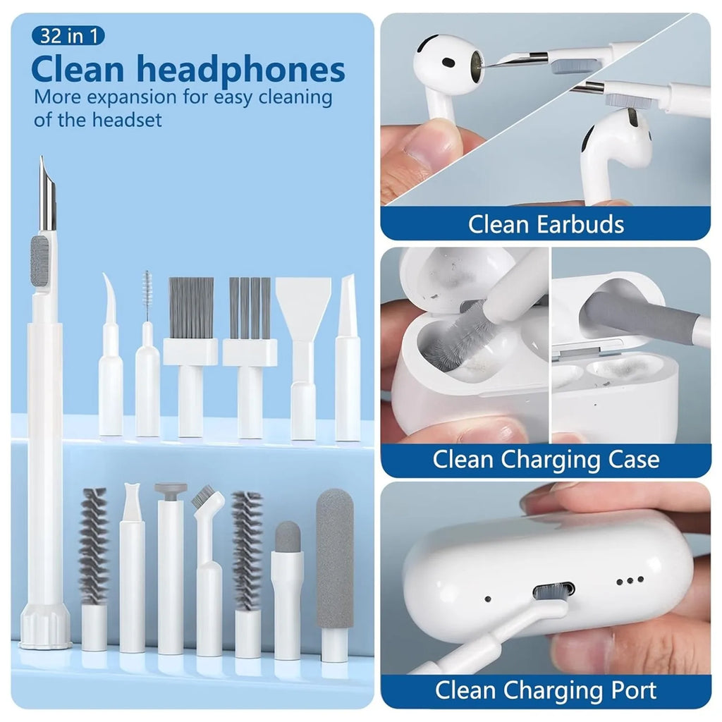 20/32-in-1 Multi-Functional Deep Cleaning Kit for iPhone Ports, AirPods, Keyboard, and Keycap Removal - Precision Tools Quake