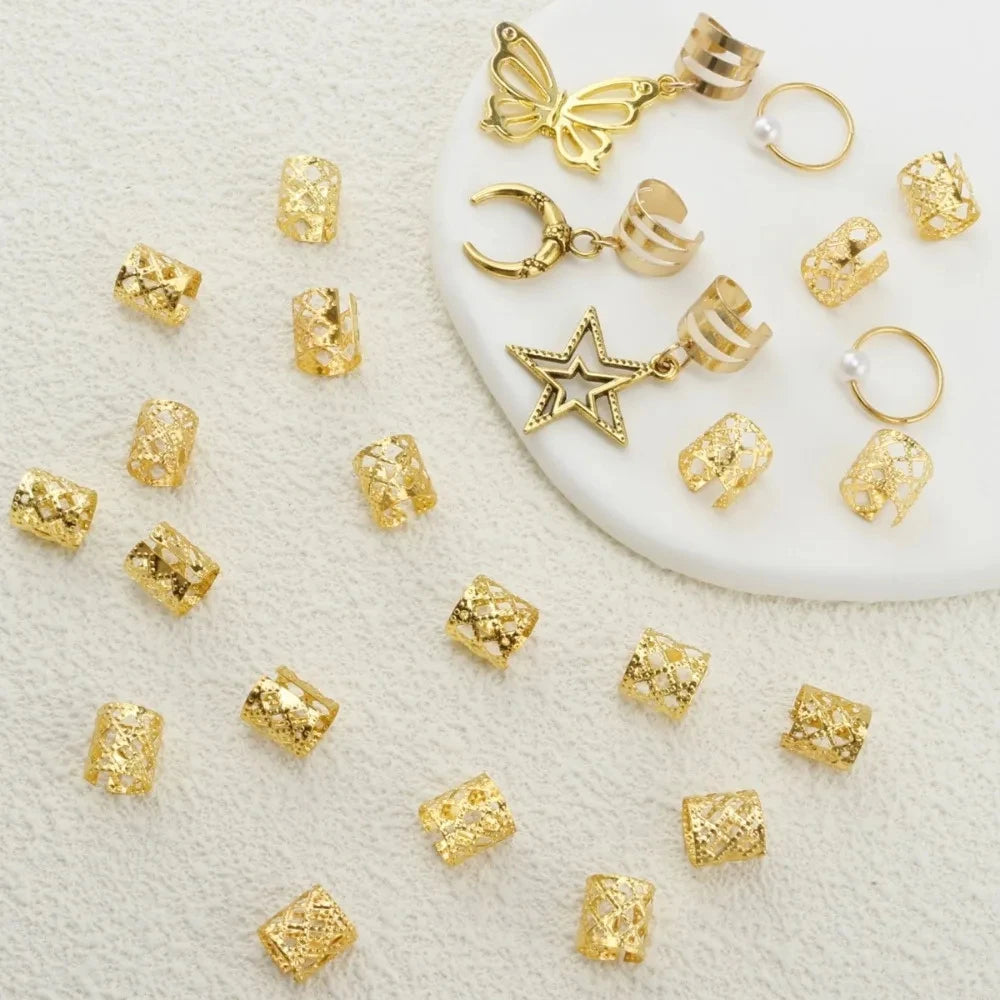 25 Pieces of Pearl Antique Dirty Braided Hair Rings Hair Care & Styling Tools & Accessories Braiders Quake